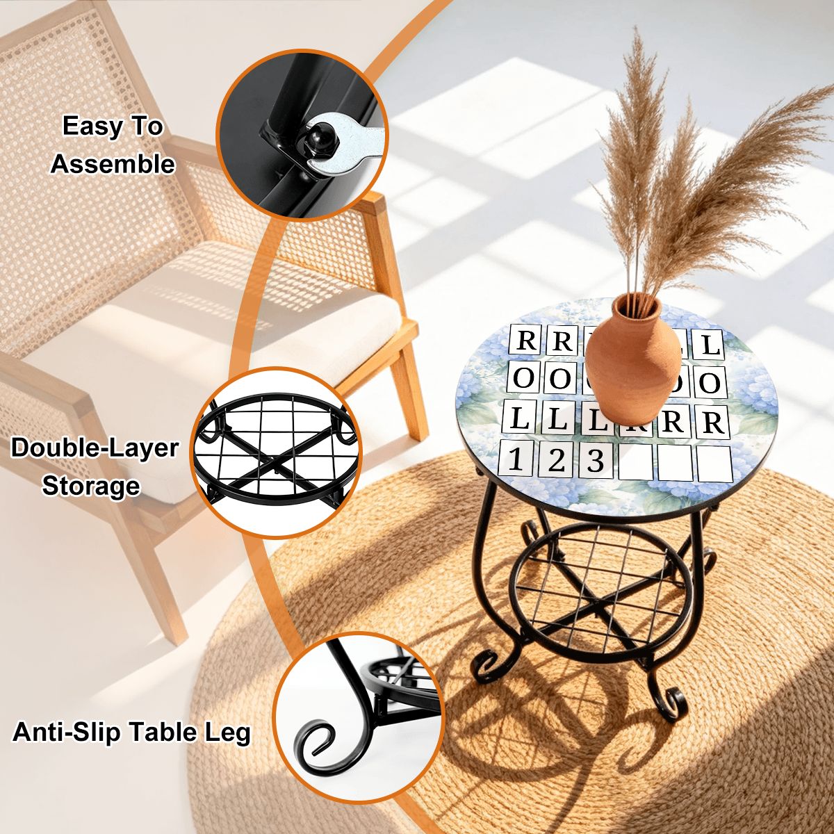 Mahjong Solo Practice Play Outdoor Side Table - Splash of Color Co.