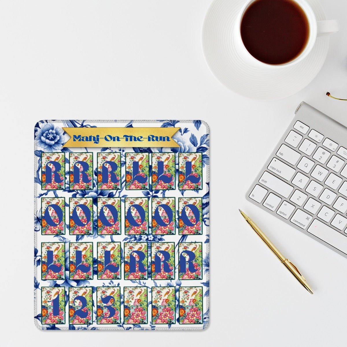 Mahj On The Run Floral Tobacco Leaf Chinoiserie Designed Solo Practice Pad - Splash of Color Co.