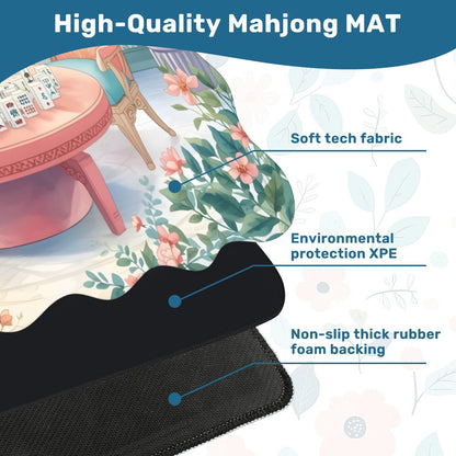 Mahjong Garden Tea Room Dainty Scalloped Mahjong Mat - Splash of Color Co.