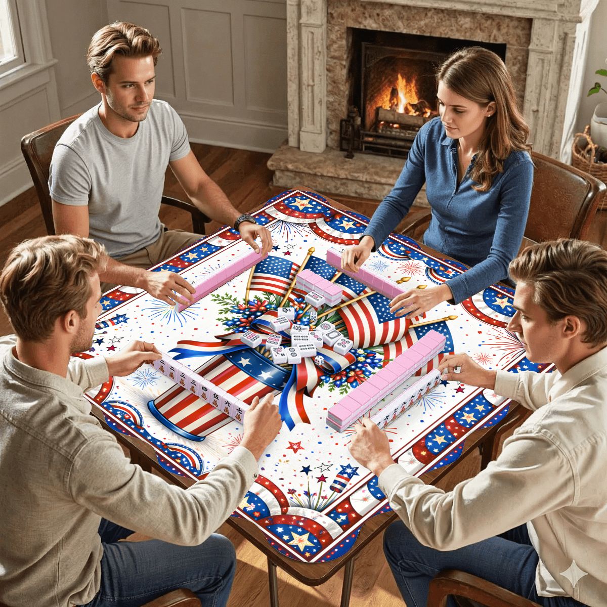 All American Pie USA Patriotic Scalloped Mahjong - Splash of Color Co.