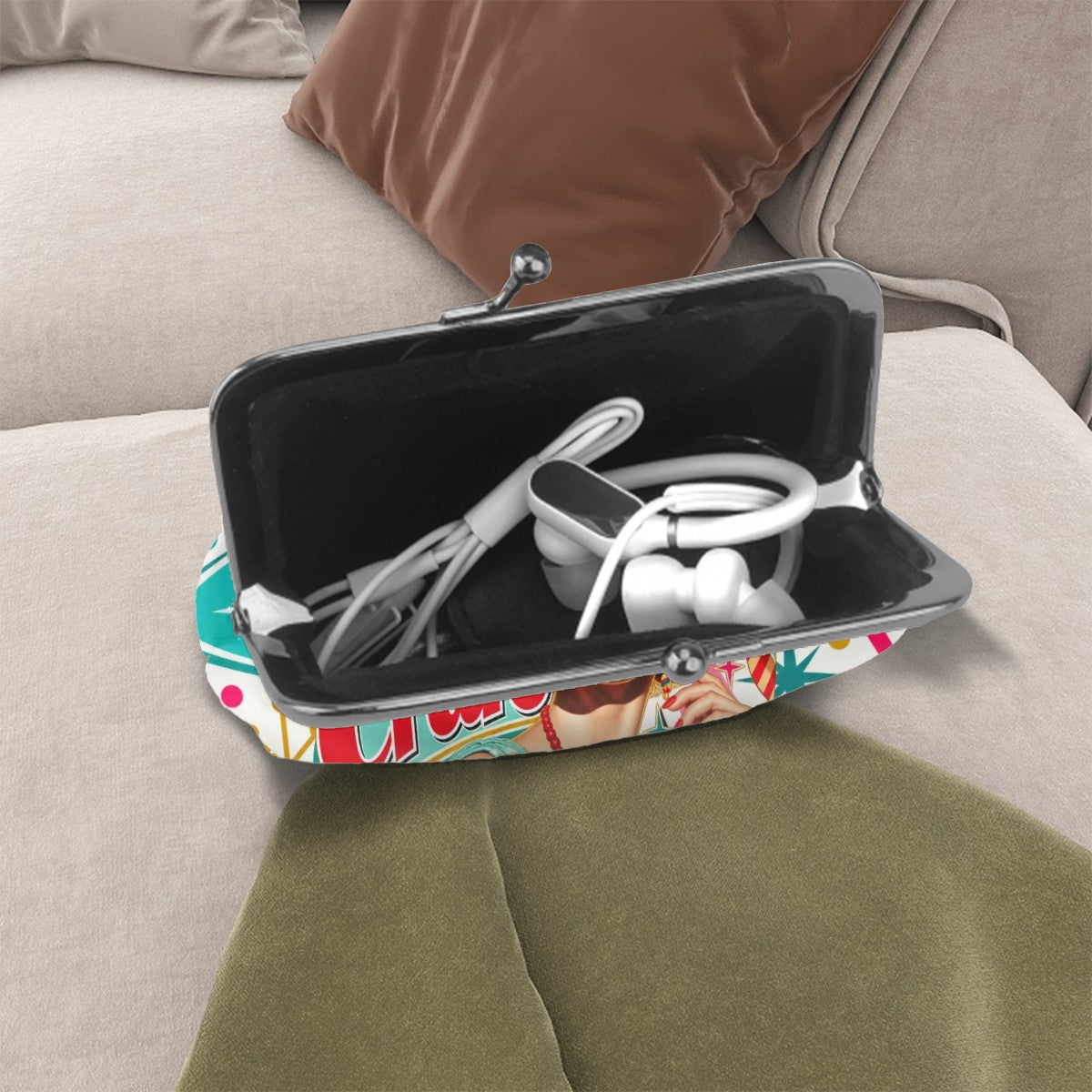 Funny Modtastic I Don't Give A Crak Mahjong Women's Leather Kiss Lock Coin Purse - Splash Of Mahj And Color Co.