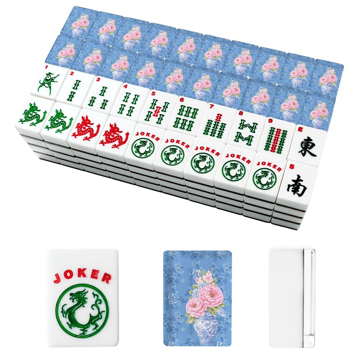 Chinoiserie Ginger Jar Peonies In Bloom American Mahjong Tiles And Carry Case - Splash Of Mahj And Color Co.