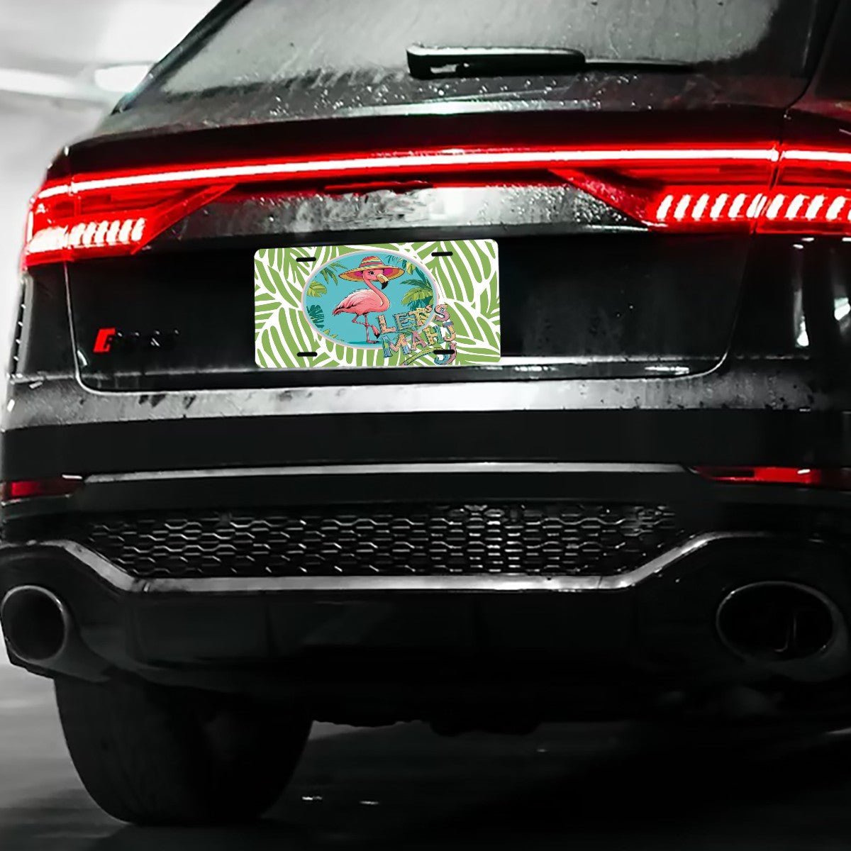 Quirky Fun Let's Mahj Flamingo License Plate - Splash of Color Co.