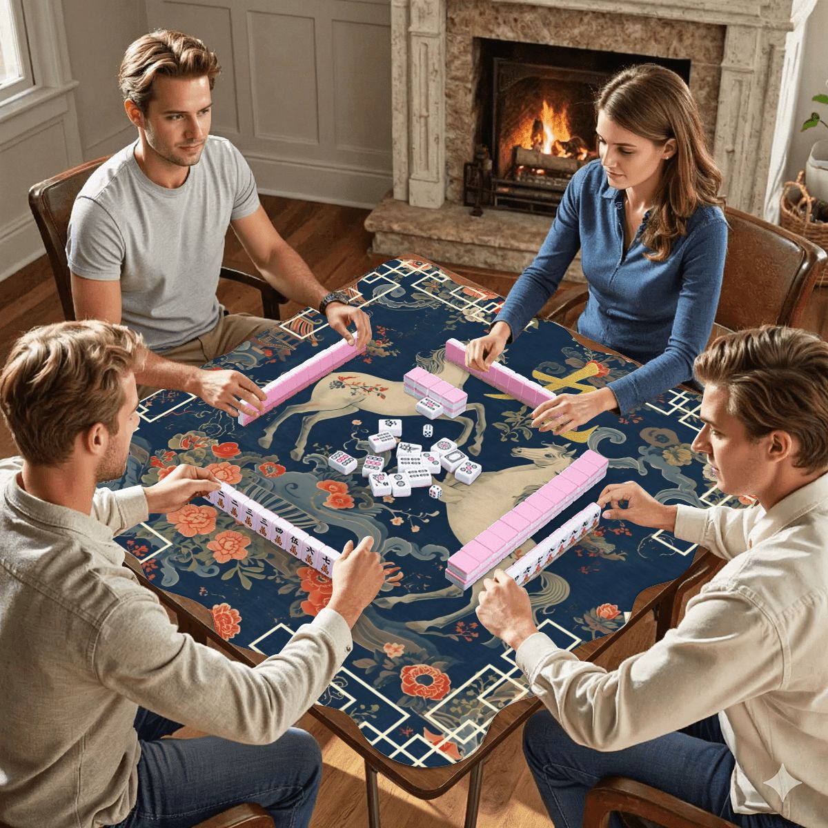 Year Of The Firehorse 2026 Scalloped Mahjong Mat - Splash of Color Co.