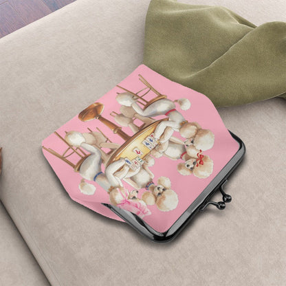 Mahjong Poodle Parlor Vintage Inspired Women's Leather Kiss Lock Coin Purse - Splash of Color Co.
