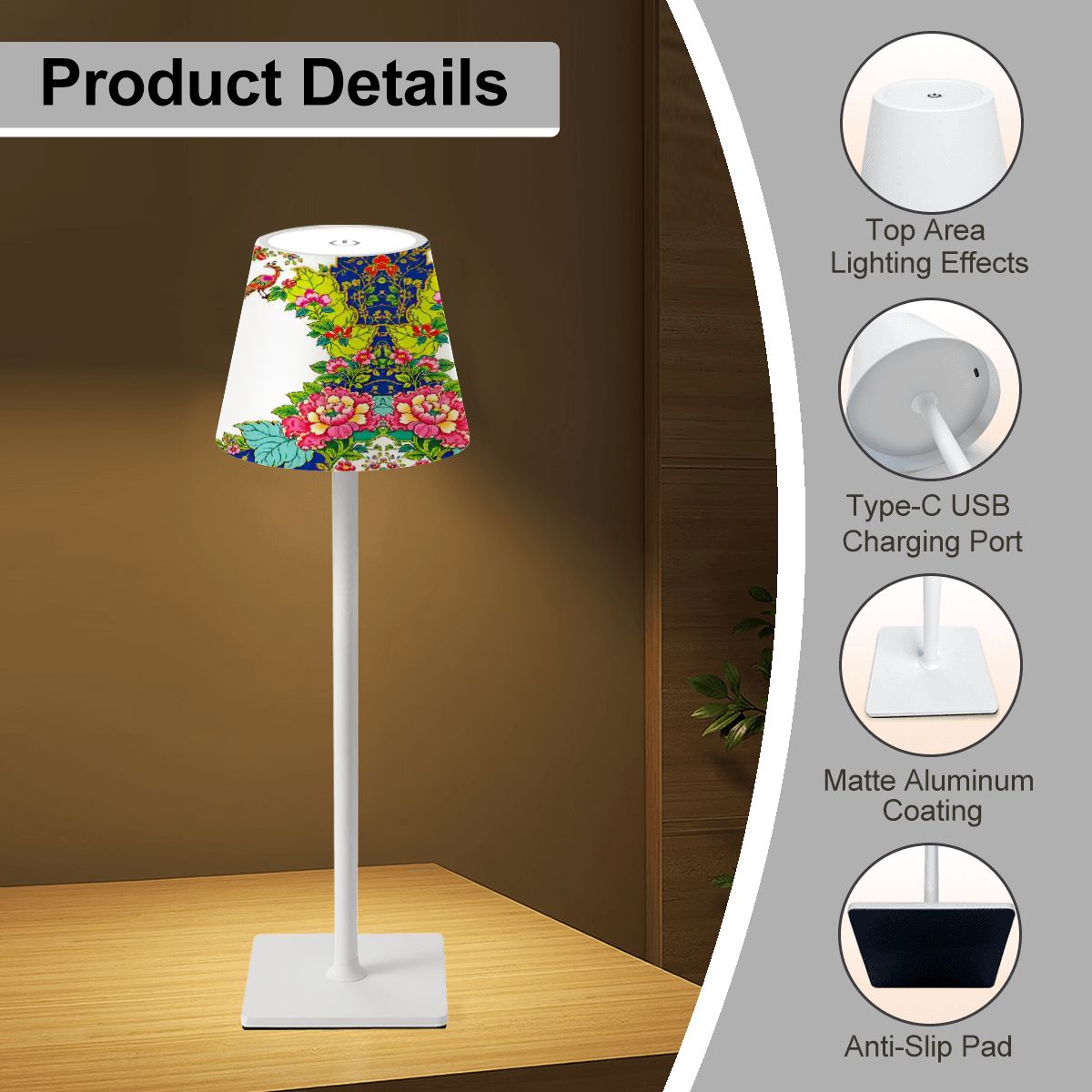 Tobacco Leaf Mahjong LED Cordless Table Lamp - Splash of Color Co.