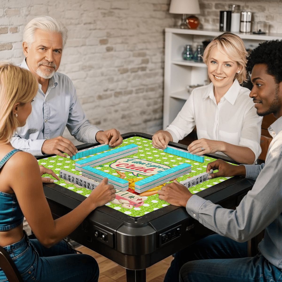 Funny Mahjong Mat Cane & Cello I Don't Give A Crak Mahj Mat