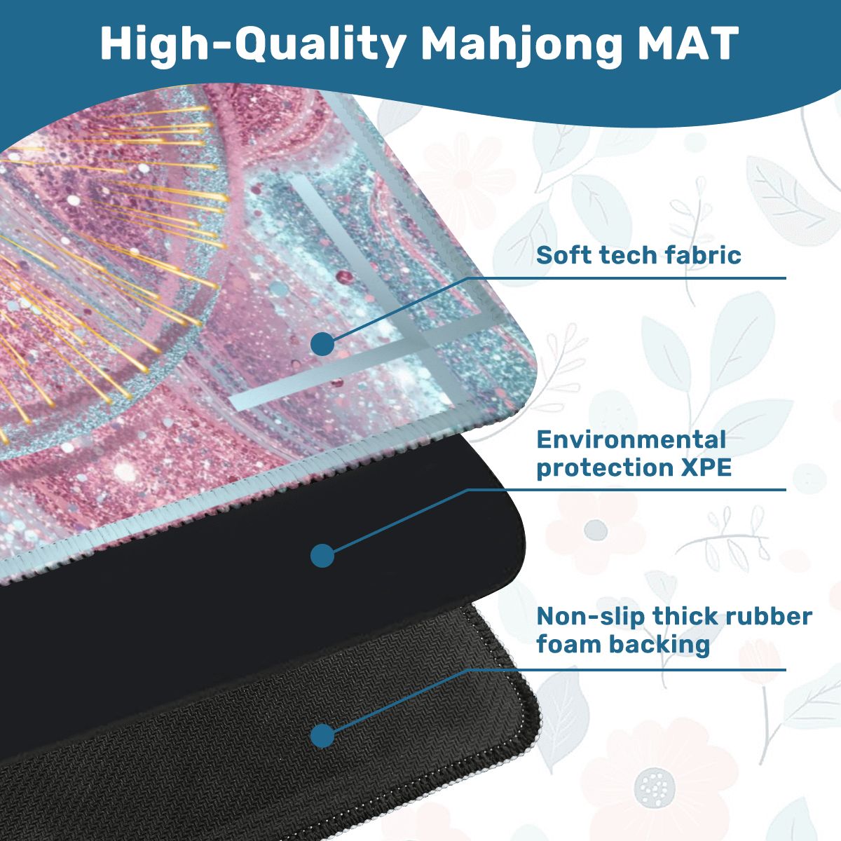 Mahjong Glitter Mat, Sparkle Splash, Pink Light Aqua Pastel Preppy - Splash of Color Co.