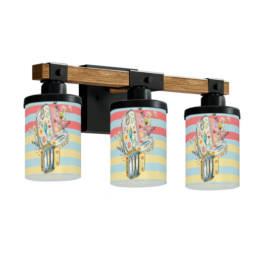 Nautical Sardine Tinned Fish Floral Modern Beach House, Lake House Vanity Light Fixture