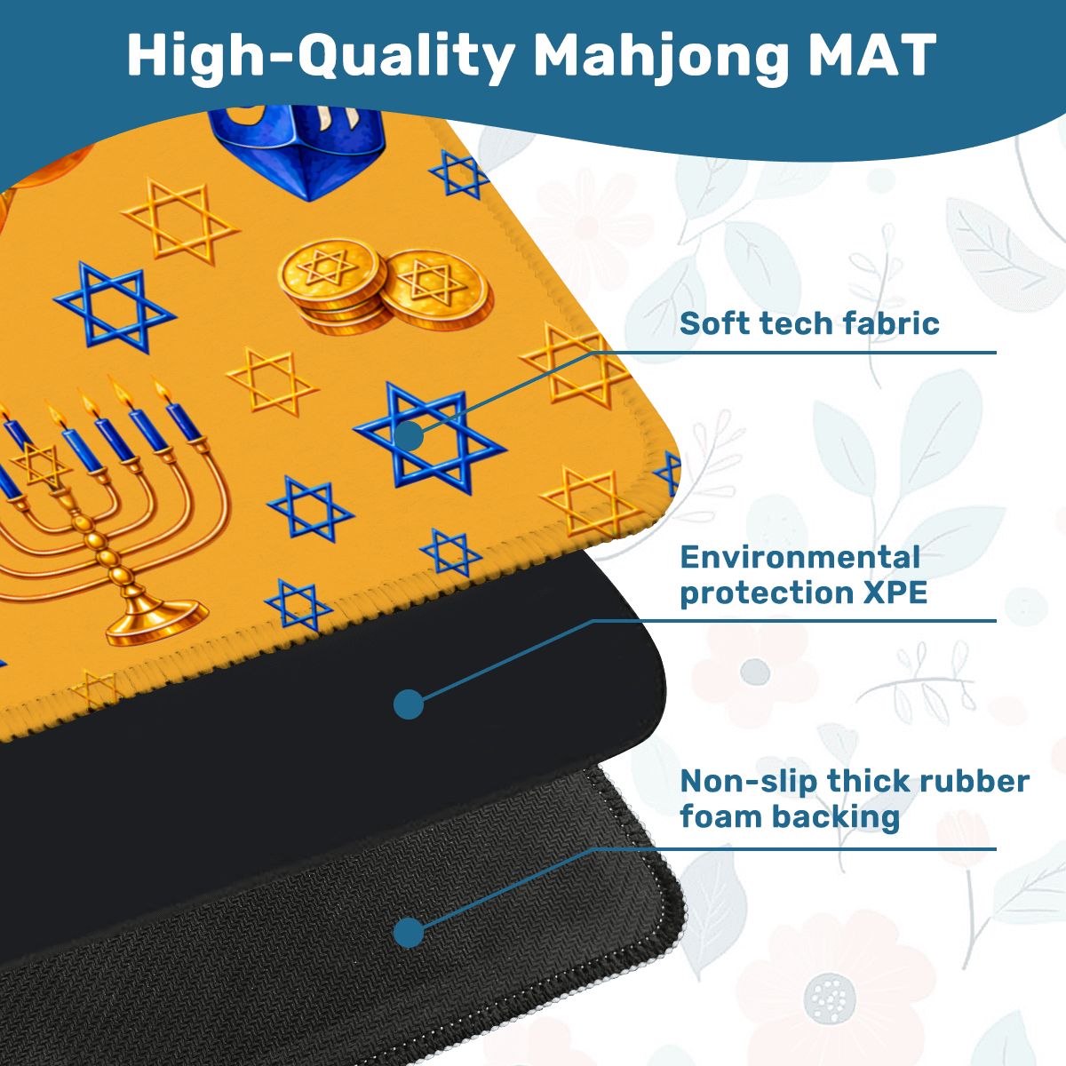 Mazel Tov Hanukkah Mahjong Mat - Splash Of Mahj And Color Co.