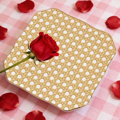 Vintage Cane You Dig It, Scalloped Ceramic Mahjong Dice Tray
