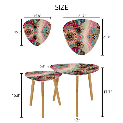 Bohemian Watercolor Bejeweled Tones Fusia Pink, Blue Boho Nesting Tables