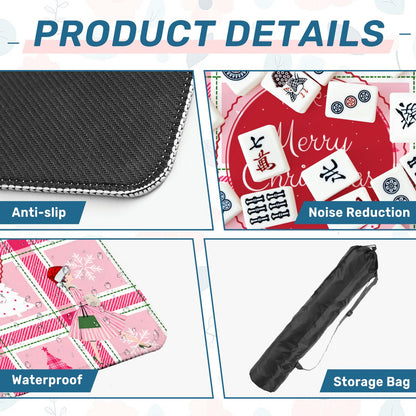 Very Merry Nostalgic Pinkmas Mahjong Mat - Splash Of Mahj And Color Co.