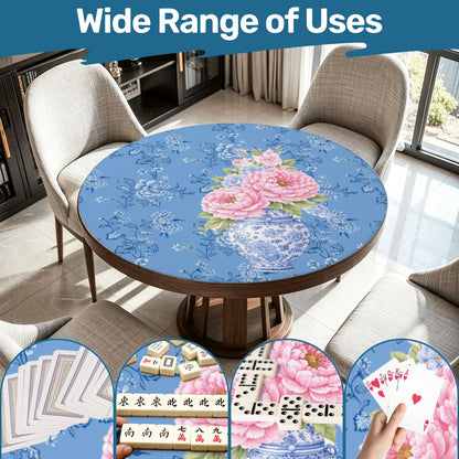 Asian Chinoiserie Ginger Jar Round Mahjong Mat