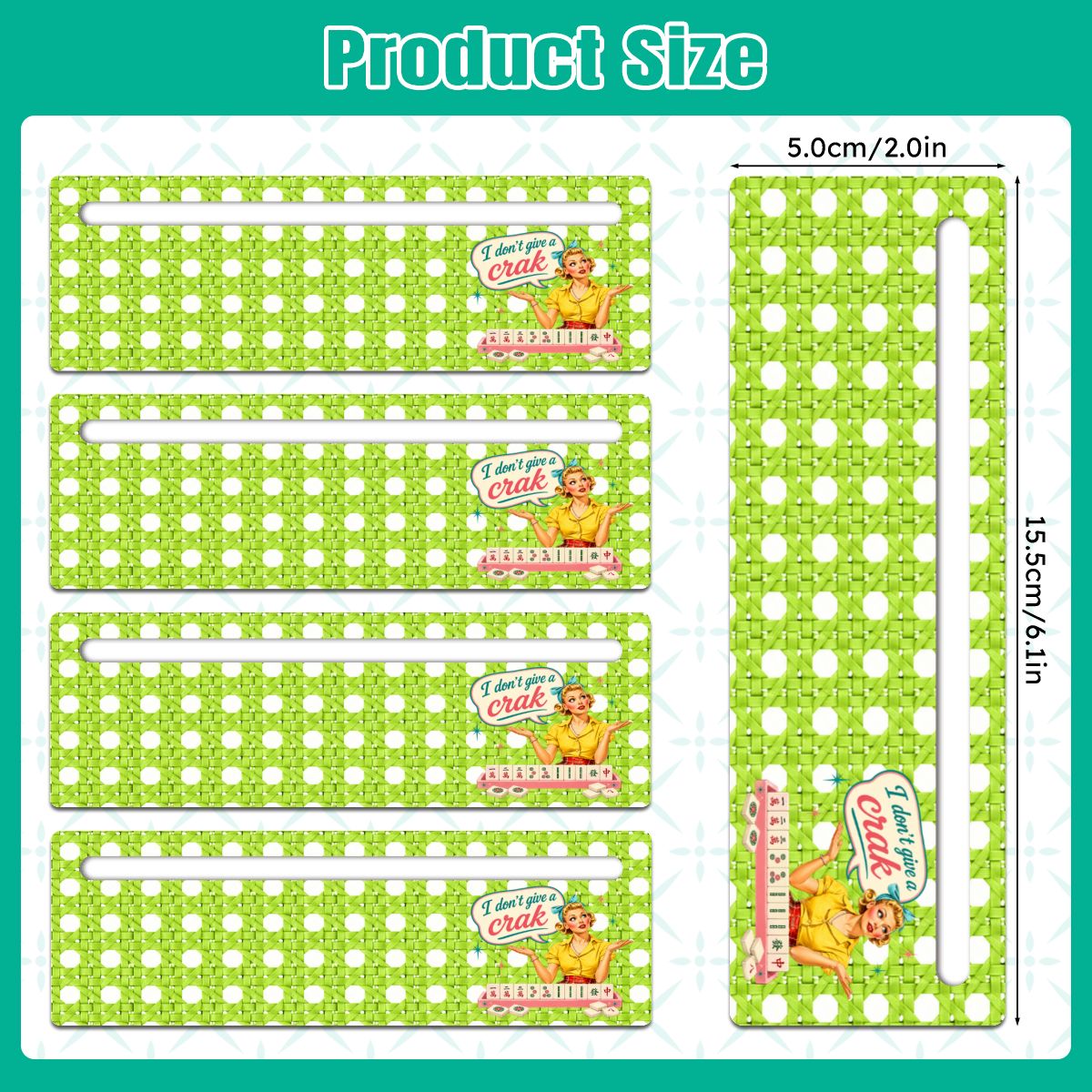 Mahjong Line Reader 4 Pack New Funny I Don't Give A Crak Green Cane Design