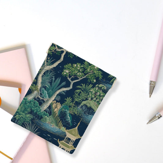 Chinoiserie Pagoda Garden Mahjong Leather Coin Dice Purse - Splash of Color Co.