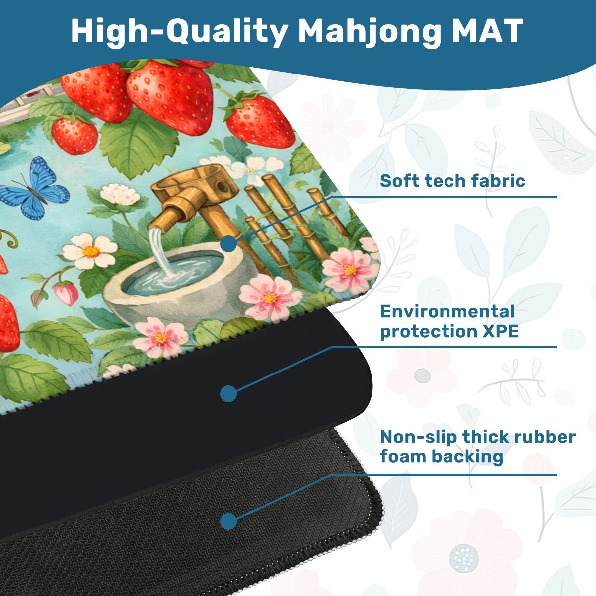 Strawberry Pagoda Garden Watercolor Mahjong Mat - Splash of Color Co.