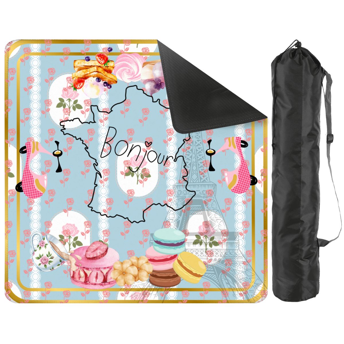 The French Patisserie Mahjong Mat 33"x33" (Ship Rolled up) - Splash of Color Co.