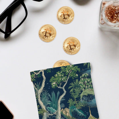 Chinoiserie Pagoda Garden Mahjong Leather Coin Dice Purse - Splash of Color Co.