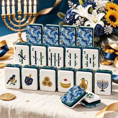 The Gilded Hamsa Heritage Hanukkah Mahjong Tiles And Carry Case