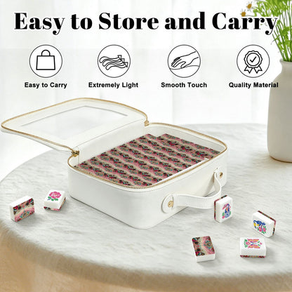 Bejeweled Toned Ikat Watercolor, Chinoiserie Mahjong Tiles And Carry Case - Splash Of Mahj And Color Co.