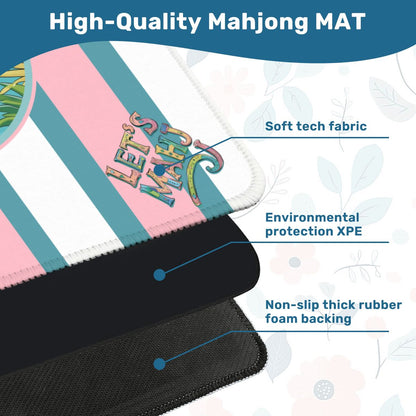 Let's Mahj, Tropical Flamingo Pink, White And Aqua Mahjong Mat - Splash of Color Co.
