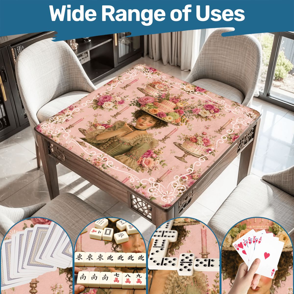Victorian Birthday Girl, Cheeky Fun Celebration Mahjong Mat - Splash Of Mahj And Color Co.