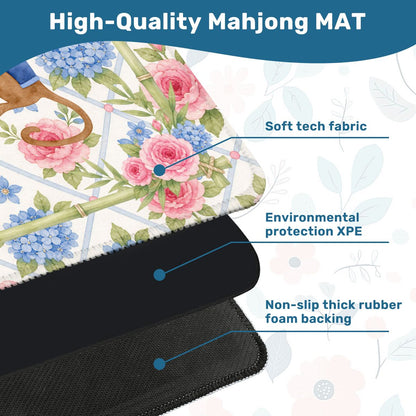 Mahjong Monkey Floral Infusion Hydrangeas Blue And Pink Mahjong Mat - Splash of Color Co.