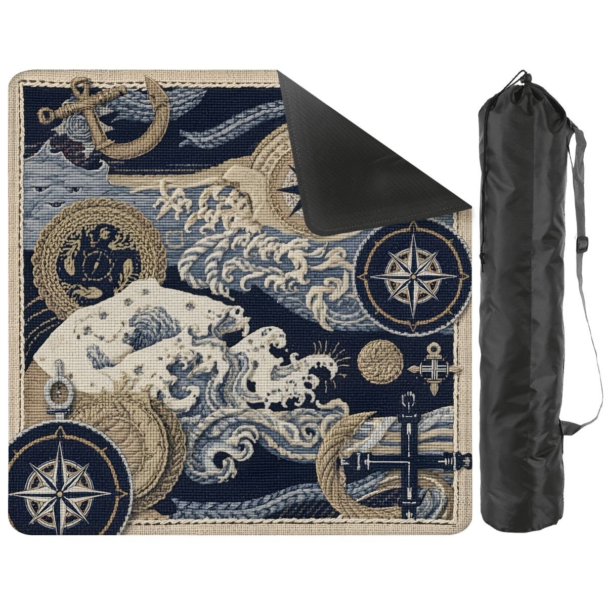 Where The Wind Blows, Faux Needlepoint Nautical Mahjong Mat - Splash of Color Co.