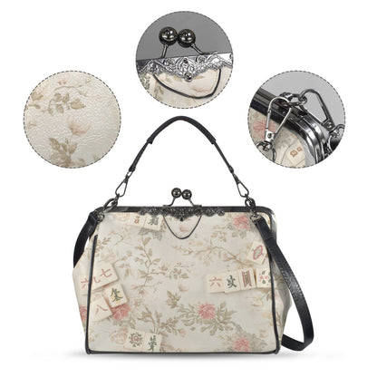 Vintage Floral Mahjong Lover Preppy Kisslock Crossbody Shoulder Bag - Splash of Color Co.