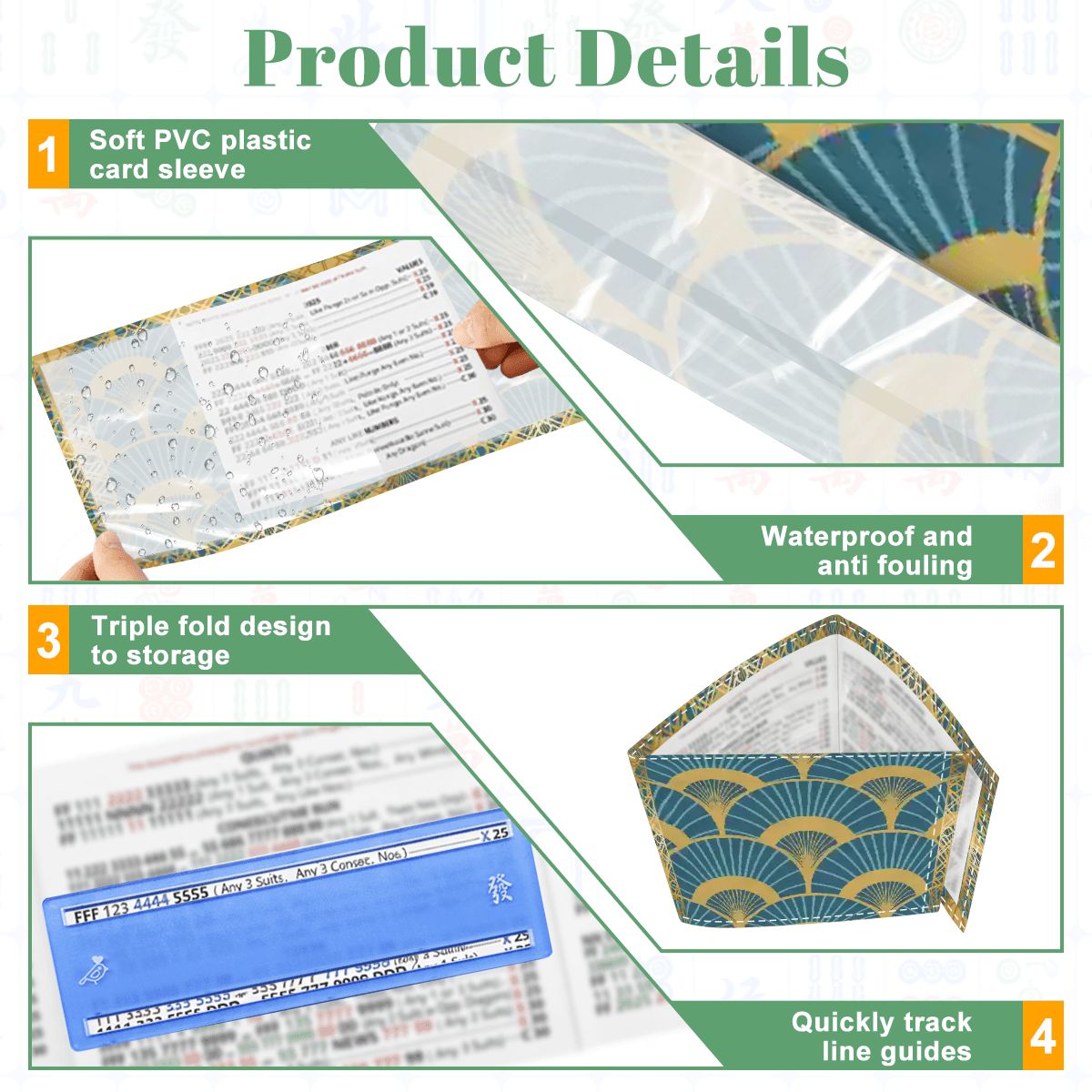 Art Deco Mahjong Lady Luck’s 4 Mahjong Card Holder with Line Finder - Splash of Color Co.