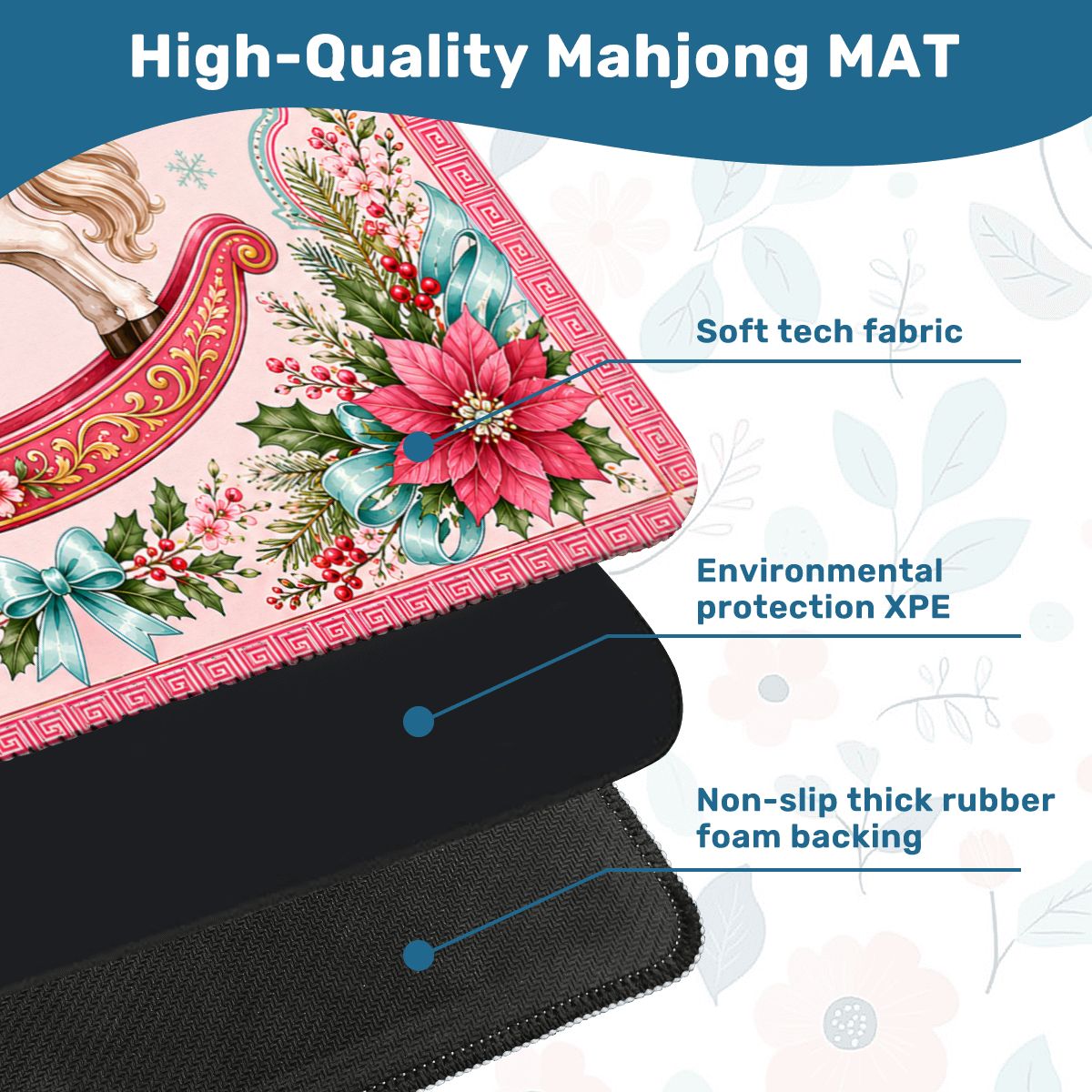 Magical Christmas Mahjong Mat Rocking Horse