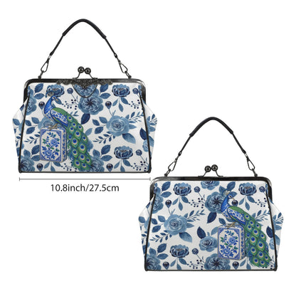 Proud As A Peacock Mahjong Chinoiserie Kisslock Bag - Splash Of Mahj And Color Co.