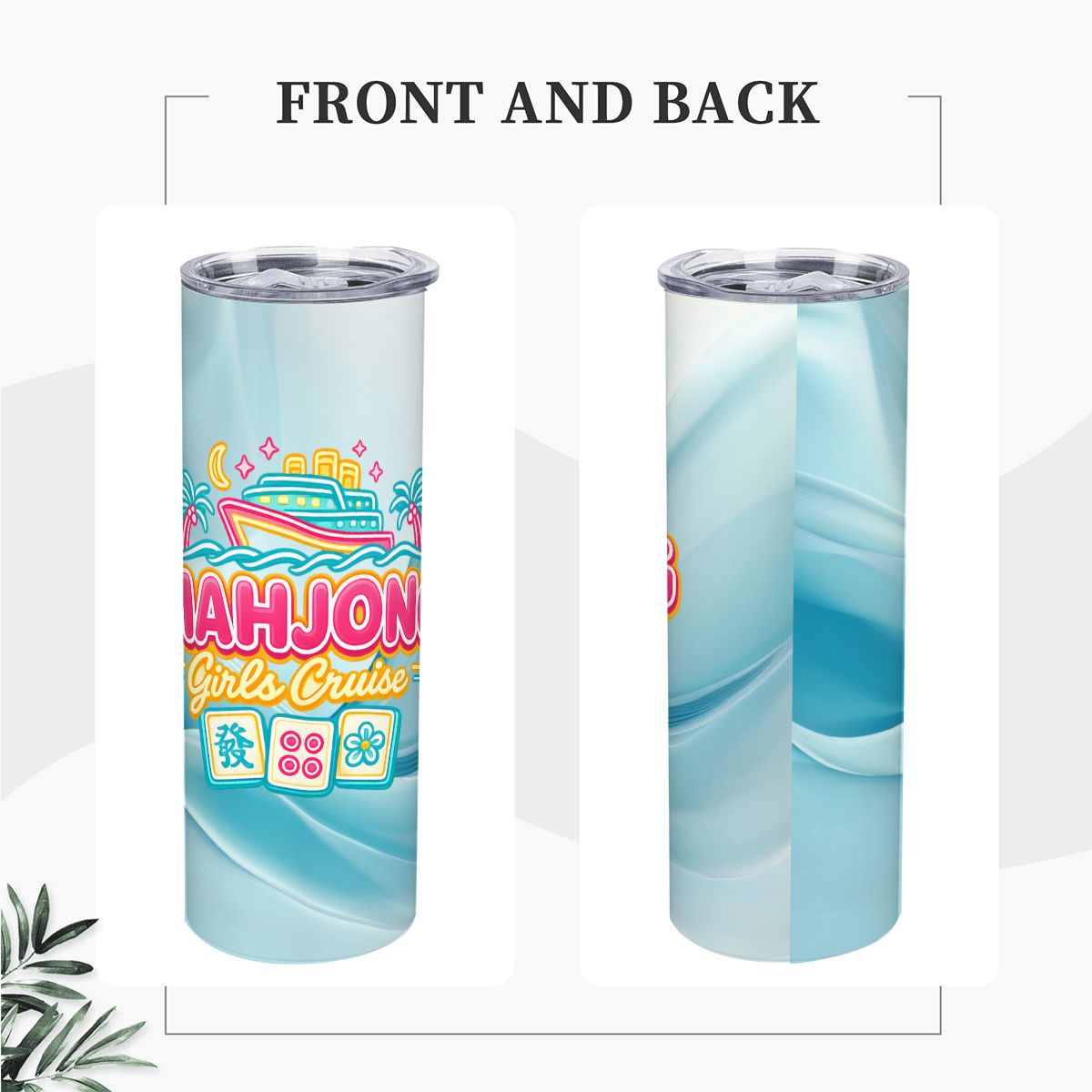 Mahjong Girls Cruise, 20oz Straight Stainless Steel Tumbler with Straw - Splash of Color Co.