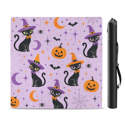 Pumpkin Kitties Purple And Orange Halloween Mahjong Mat - Splash Of Mahj And Color Co.
