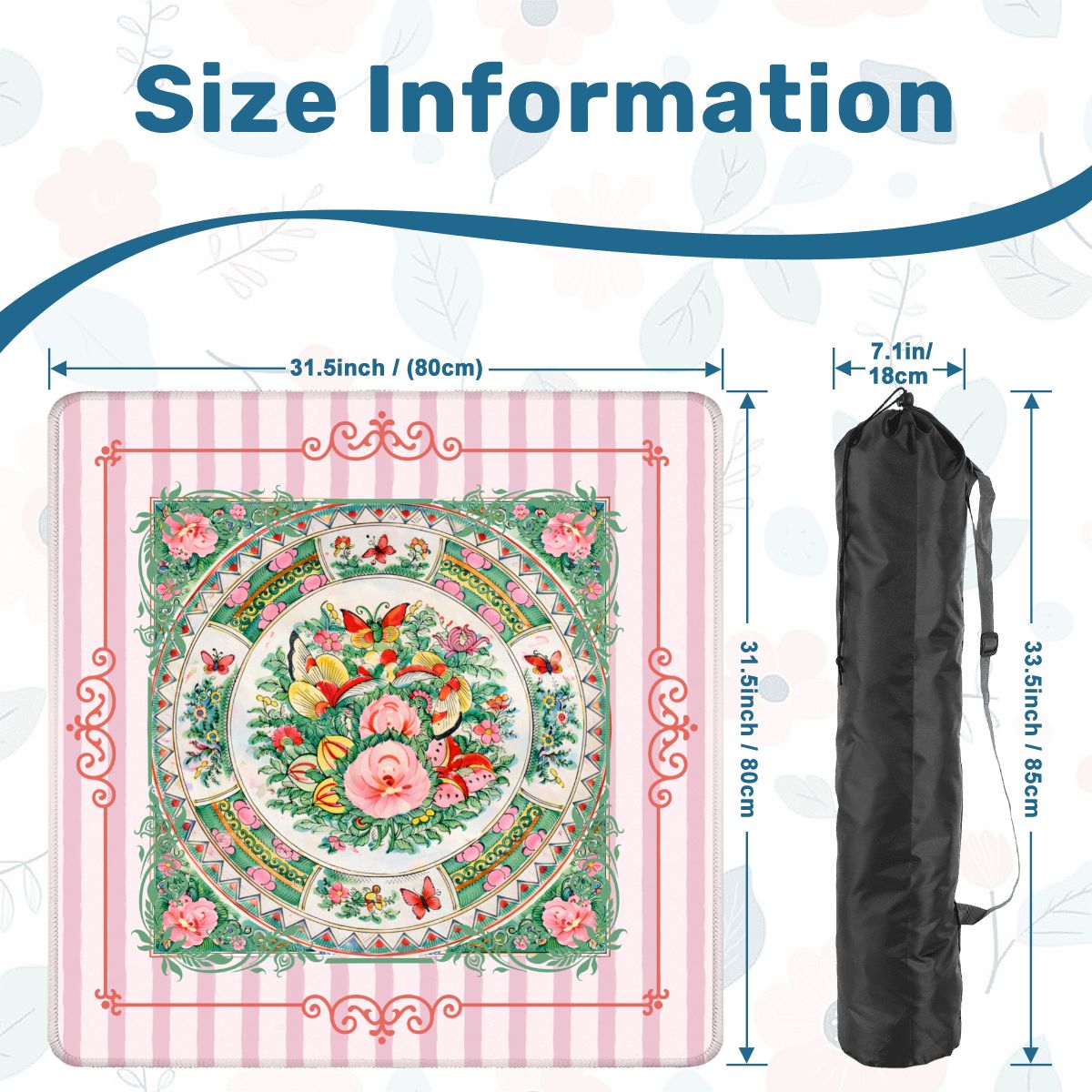 Vintage Chinese Rose Canton Chinoiserie Mahjong Mat - Splash of Color Co.