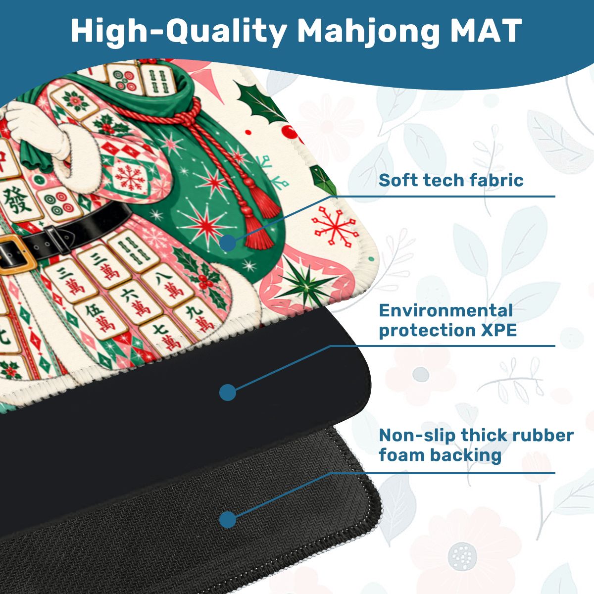 Jolly Nostalgic Santa Christmas Mahjong Mat