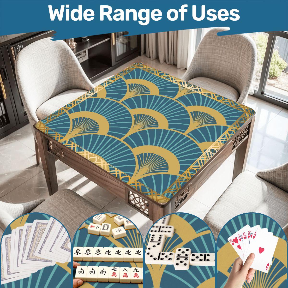 Art Deco Mahjong Mat Lady Luck’s Teal Lounge - Splash of Color Co.