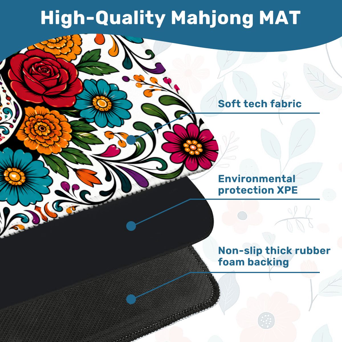 Día de los Muertos Mahjong Mat - Splash Of Mahj And Color Co.
