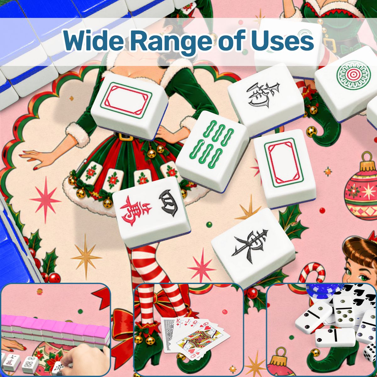 Sexy Vixen Christmas Elves Mahjong Christmas Mat - Splash Of Mahj And Color Co.
