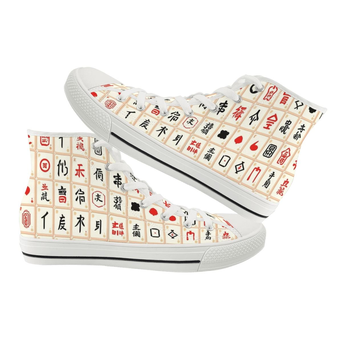 Mahjong Designed Hip Men's High Top Canvas Sneakers - Splash of Color Co.