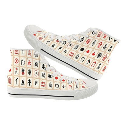 Mahjong Designed Hip Men's High Top Canvas Sneakers - Splash of Color Co.