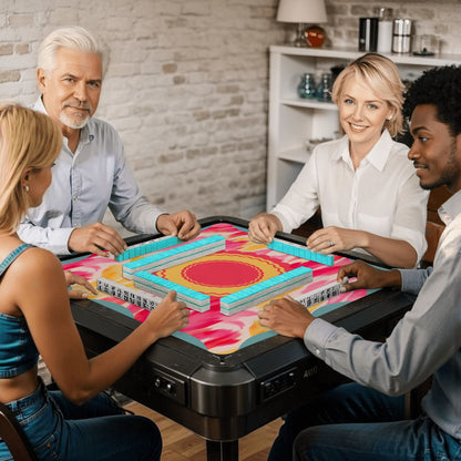 Summer Sorbet Paint Strokes Pink And Yellow Mahjong Mat - Splash Of Mahj And Color Co.