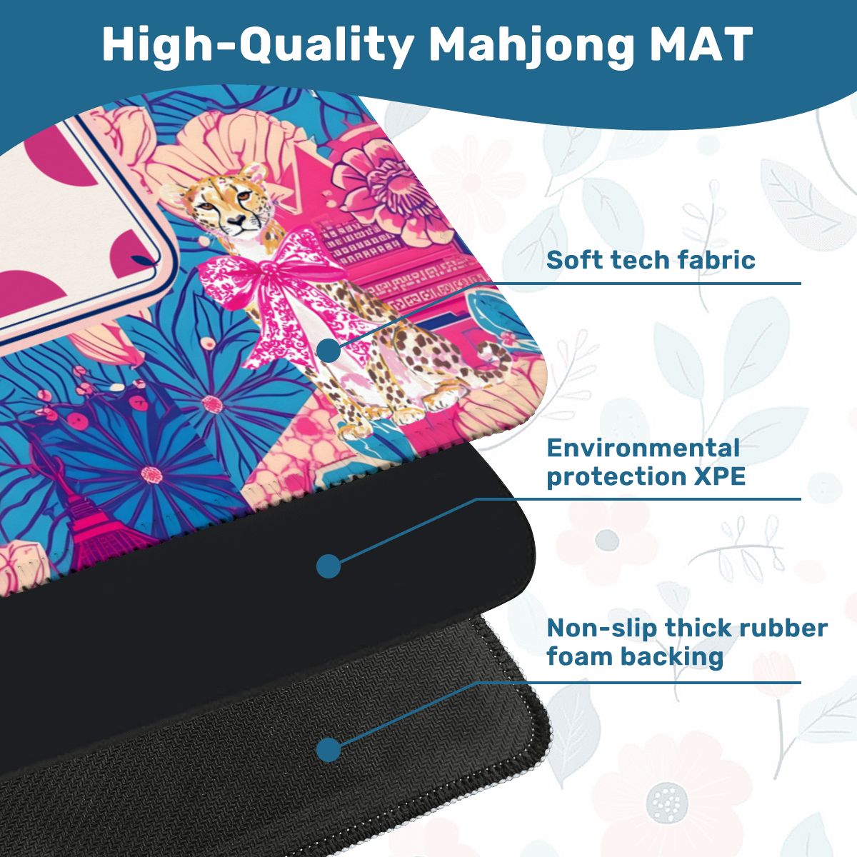 Cheetah Dynasty Pink Pagoda Mahjong Mat - Splash of Color Co.