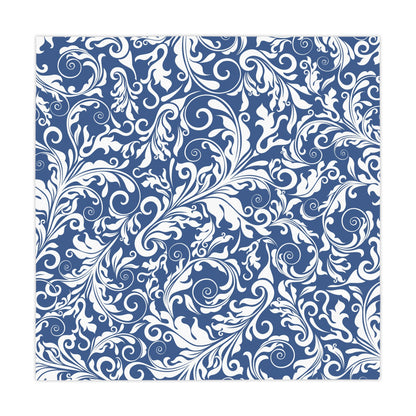 Blue Floral Scroll Tablecloth — Elegant Damask Table Cover for Dining & Entertaining - Splash of Color Co.