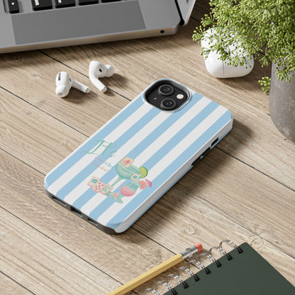 Mahjong Phone Case, Funny It's Kong O' Clock Somewhere, Blue White Preppy Style