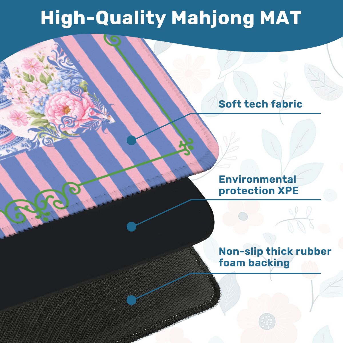 The Ginger Jar Garden Chinoiserie Preppy Mahjong Mat - Splash of Color Co.