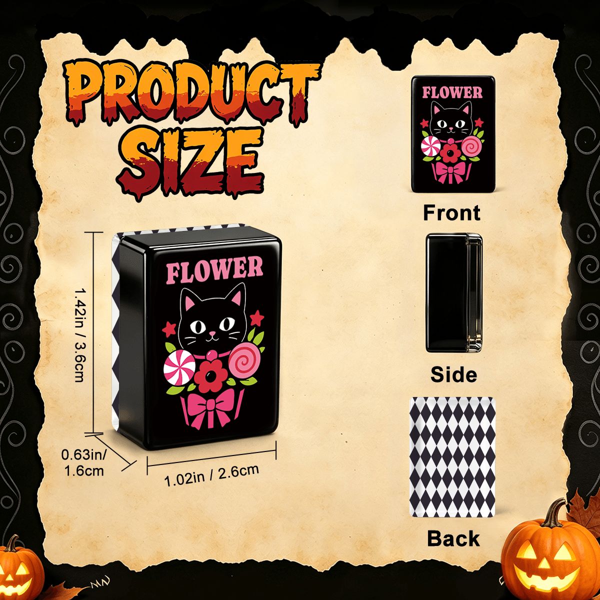 Halloween Harlequin Mahjong Engraved Tiles, Gothic Dessert With Carry Case