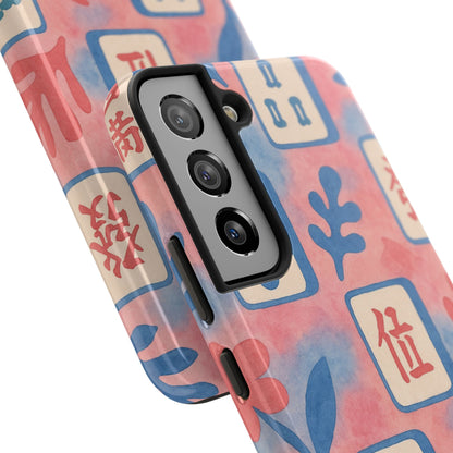 Mahjong Phone Case, Pink Pastel Blue Mahj Lover Mahjong Tile Phone Case