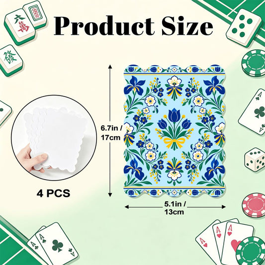 Shalom Garden Blue And Green Scalloped Mahjong Shuffler Cards  Set of 4